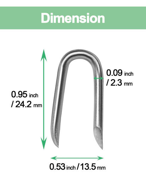 vensovo 200pcs Wire Fence Staple - Steel U-shaped Nail for Wire Mesh, Galvanized Fasteners Nails for Fixing Wooden Fence Chicken Wire Staple