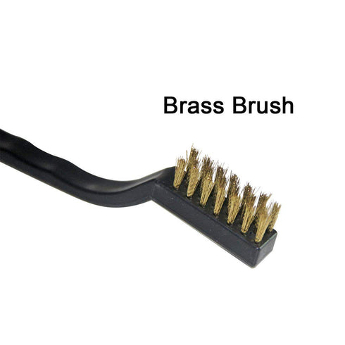 Mini Brass Brushes Set, 9PCS, Curved Handle Scratch Wire Toothbrush for Cleaning Welding Slag and Rust