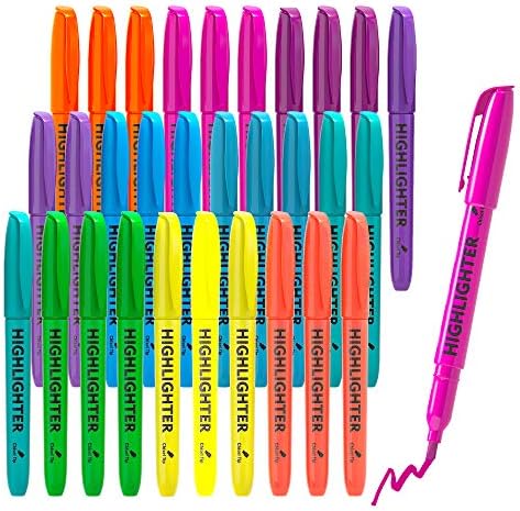 Lelix 30 Pack Highlighters, 10 Bright Colors, Chisel Tip Quick Drying for Back to School, Office, Home Highlighting