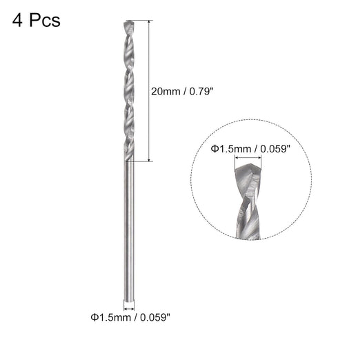 uxcell Solid Carbide Drill Bits, 1.5mm C2/K20 Tungsten Carbide Jobber Drill Bits, Straight Shank Drilling Tool for