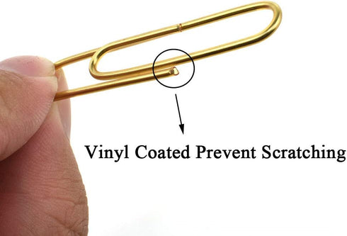 HAHIYO Large Paper Clips, 2 inches Length Gold Paperclips, Vinyl Coated for Bookmark Organizing Home Office School 80