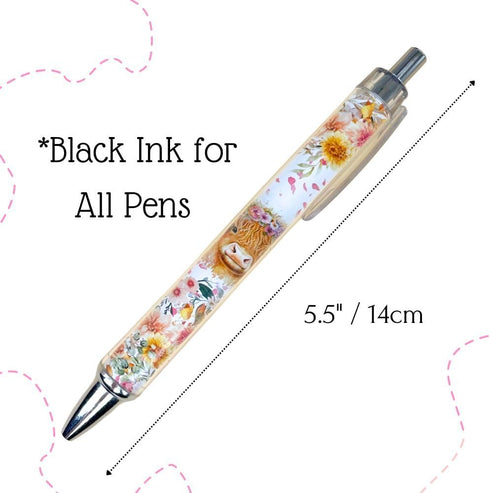YJ PREMIUMS 6PC Highland Cow Pens Set, Kawaii Cute Cow Print Stationary Supplies for School Home Office Gifts