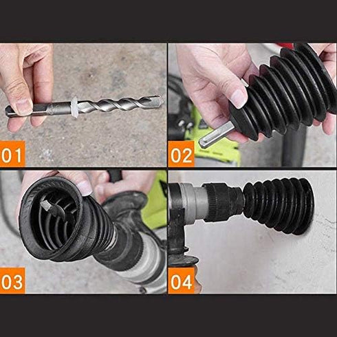 3Pcs Rubber Dust Cover for Electric Hammer Drill, Scalable Collector for 6mm-16mm Drill Bits (Black)
