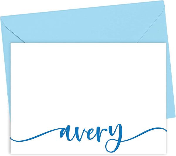 Designing Moments Personalized Stationery Note Cards, Thank You Cards, Name in Calligraphy, Stationary for