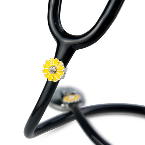 2 Pack Sunflower Bling Stethoscope Charms, Unique ID Name Tag for Doctor Nurse Gift
