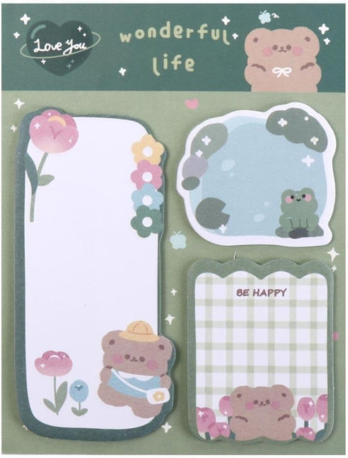 LNYMZD 1 Set Animal Sticky Notes Cartoon Strawberry Rabbit Bear Sticker Notes Memo
