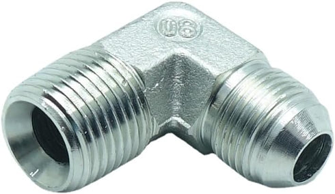 1 Piece Hydraulic Fitting 1/2" Male JIC (3/4"-16 Tpi) x 1/2" Male NPT 90° Elbow Pipe Adapter Flare