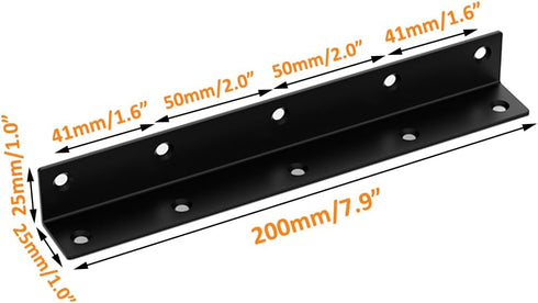 MINGFANITY 4PCS 8'' 1'' 2mm L Brackets, Corner Brace Angle Bracket, Superior Stainless Steel, x M, Thickness, Wood