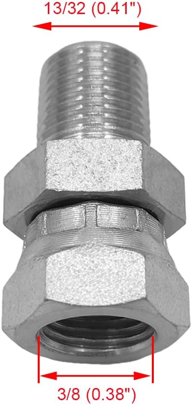 (4-PACK) 1404-02-02 Hydraulic Hose Adapter Fitting 1/8" Male (1/8"-27NPTF) × 1/8" Female Swivel (1/8"-27NPSM) SAE Straight Pipe Joints Tube Connector Carbon Steel