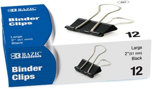 BAZIC Large 2-Inch (51mm) Black Binder Clip by BAZIC Products