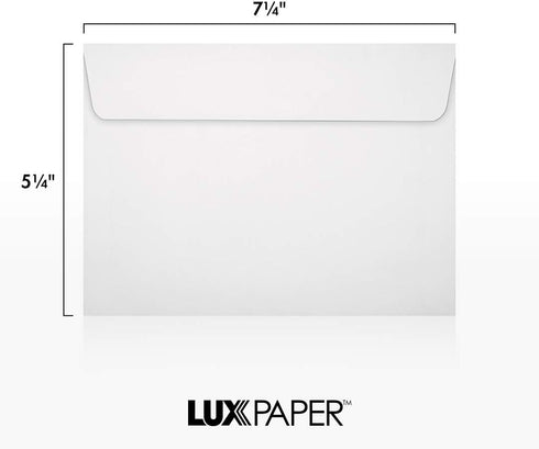 LUXPaper A7 Invitation Envelopes, 5 1/4" x 7 1/4", White, 50 Qty