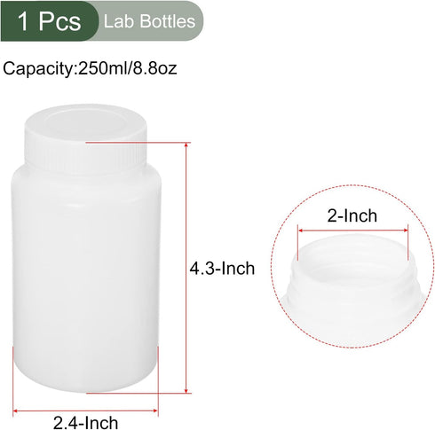 YOKIVE 1 Pcs Chemical Storage Bottle, Plastic Containers with Wide Mouth | Chemistry Reagent Storage, Great for Laboratory, Stores, Factory (White, 250-ML) by YOKIVE