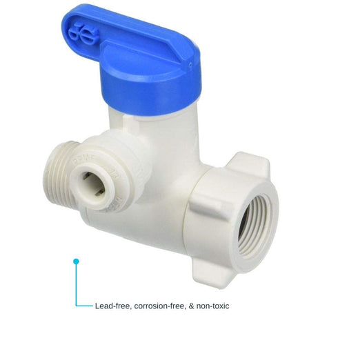 John Guest 3/8 x 3/8 x 1/4 Inch Angle Stop Adapter Valve, Push to Connect Plastic Plumbing Fitting