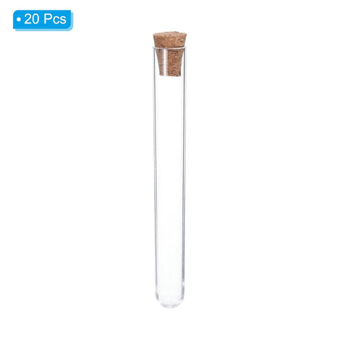 PATIKIL 20Pcs 7ml Plastic Test Tubes with Cork Stoppers for Scientific Party Decoration Candy Bead Storage