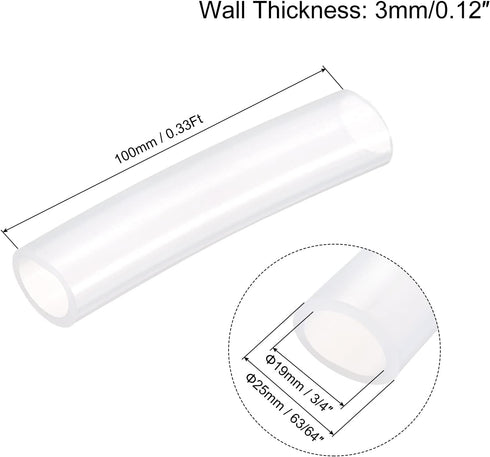 uxcell Pure Silicone Tubing 19mm ID,25mm OD OD Water Air Pump Pipe, 4Pcs 0.33 Ft Transparent Silicone Hose Tubing for Household, Industry, Drinking Water