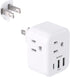 Addtam US to Japan Plug Adapter, 2 Prong to 3 Prong with 3 AC Outlets, 3 USB Ports for Travel Power Plug