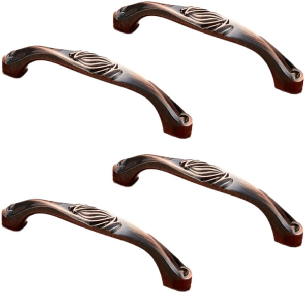 SANCHAKOU Zinc Alloy Handles 4-Pack Carved Antique Zinc Alloy Electroplating Handle Cabinet Bedside
