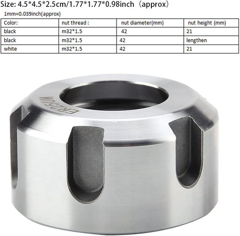 ER25 Clamping Nuts, Metal Collet Nut Chuck Holder Lathe Machine Tools Dynamic Balancing Nut Extras Swapping Precision Collets (M32 1.5-White) for Industrial Machine by Hyuduo