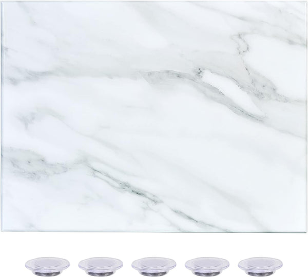 Marble Print Magnetic Dry Erase Board, 12 x 16 inches Decorative White Board for Wall, Frameless Design with Magnets