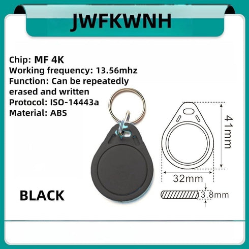 10PCS 13.56MHz 4K RFID Keychain readable/writable KeyFobs Proximity Card Text MF IC NFC Keychain tag Copier Card Access