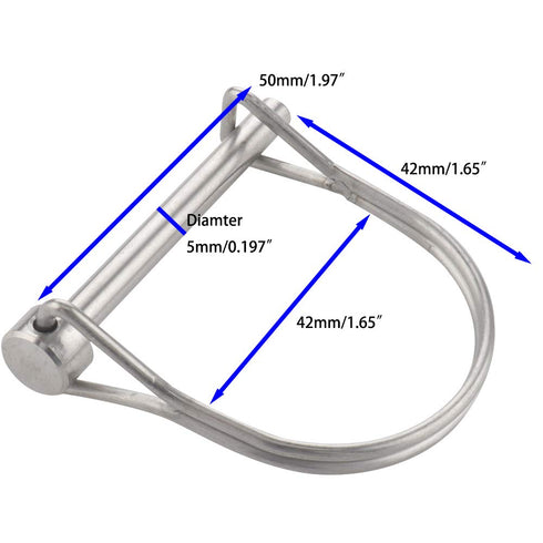 2 Pack Safety Coupler Pin, 0.197" x 1.97" (5mm x 50mm), Full Marine Grade 316 Stainless Steel Locking Pin