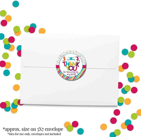 Jump and Bounce Birthday Party Thank You Sticker Labels - 40 2" Circle Stickers by AmandaCreation