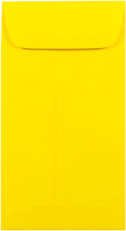 JAM PAPER #7 Coin Business Colored Envelopes - Yellow Recycled, 3 1/2 x 6 1/2, 50/Pack