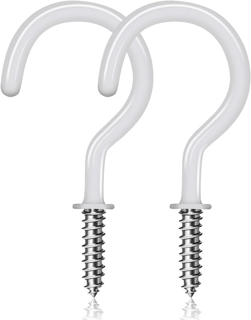 20 Pack Ceiling Hangers for Plants - 2 Inch Vinyl Coated Screw Hooks for Indoor & Outdoor Use, White