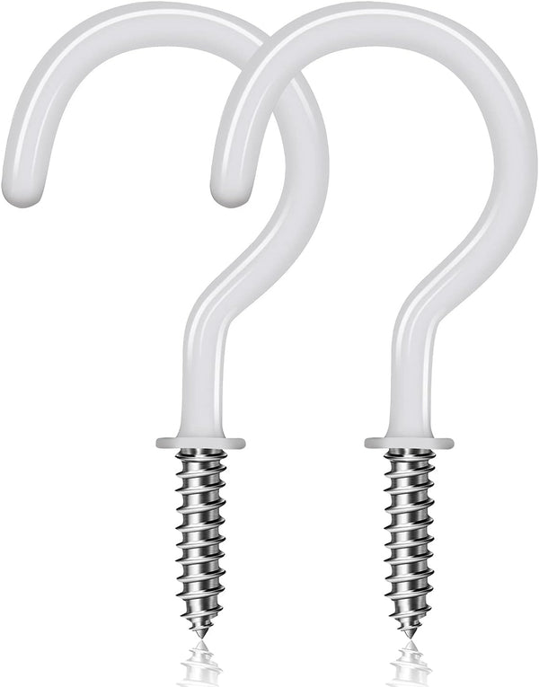 20 Pack Ceiling Hangers for Plants - 2 Inch Vinyl Coated Screw Hooks for Indoor & Outdoor Use, White