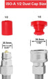 2 Sets 1/2" Hydraulic Coupler Dust Cap, Male Dust Cap and Female Plug Cover for Flat Face Quick Coupler, Red Cap
