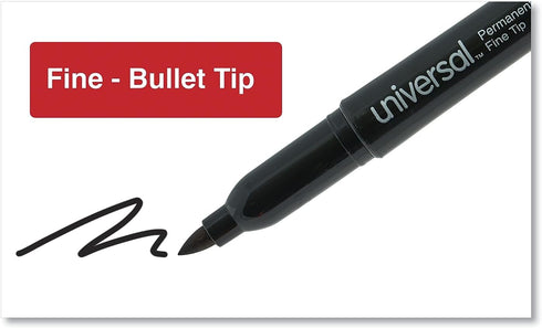 Universal UNV07074 Fine Bullet Tip Pen-Style Permanent Marker, Black, 60/Pack