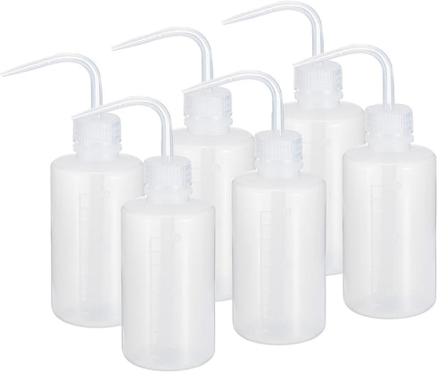 PATIKIL 6pcs 250ml Wash Bottle, Plastic Squeeze Narrow Mouth for Lab Cleaning Washing Storage, Clear