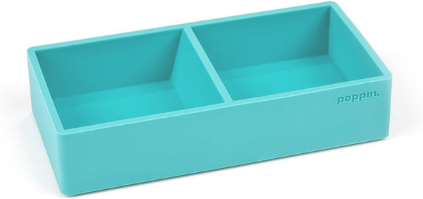 Poppin Softie This + That Tray, Aqua, Silicone, 2 Compartments, 3 x 6.25 x 1.5