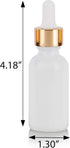 JUVITUS 1 oz Opal White Glass Boston Round Bottle with Gold Metal Dropper, 12 Pack + Funnel