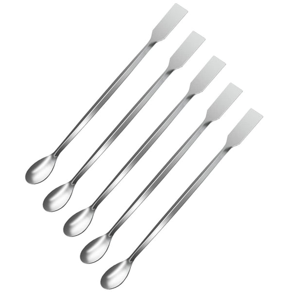 5 Pieces 20cm Stainless Steel Lab Spoon Spatula, 2 in 1 Long Handle for Mixing and Sampling