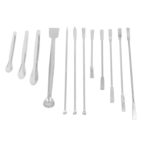 12Pcs Set Set Bordstract Laboratory Spatula , Stainless Steel Laboratory Spoon Dual Ended Sampling Scoop Kit for Labs