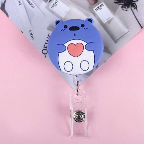 Pink Pig Retractable Badge Reel, Name Card Holder Lanyard, Cute Nurse Badge Holder for Office, School Supplies