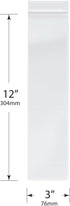 Plymor 2 Mil Zipper Reclosable Plastic Bags, 3" x 12" (Pack of 100)