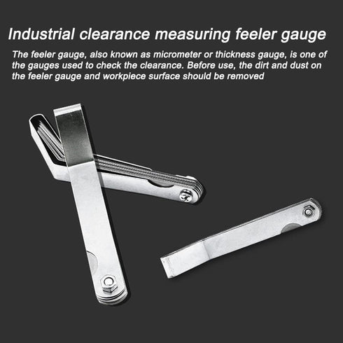 Stainless Steel Feeler Gauge - Dual Reading Combination Gap Thickness Measure Inch & Metric 0.127-0.508mm / 0.005