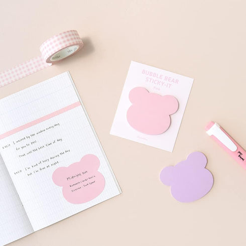 Monolike Bubble Bear Sticky-it, 8p Set Self-Adhesive Memo Pad, 30 Sheets