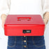 Jssmst Large Locking Cash Box with Money Tray, Metal Money Box with Combination Lock, Cash Safe with Security Cable, Red