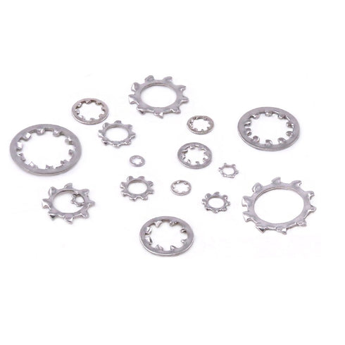 Hilitchi 400-Pcs Assortment Kit of 304 Stainless Steel External Internal Tooth Star Lock Washers - M2 M3 M4 M5 M6 M8