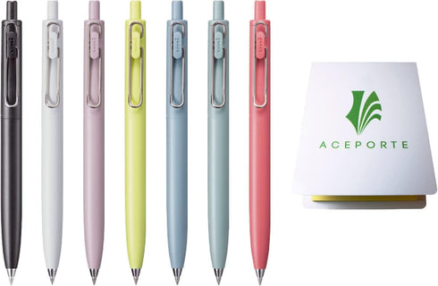Uni-Ball One F Gel Pen Set, 0.38mm & 0.5mm, 7 Body Colors with Sticky Notes