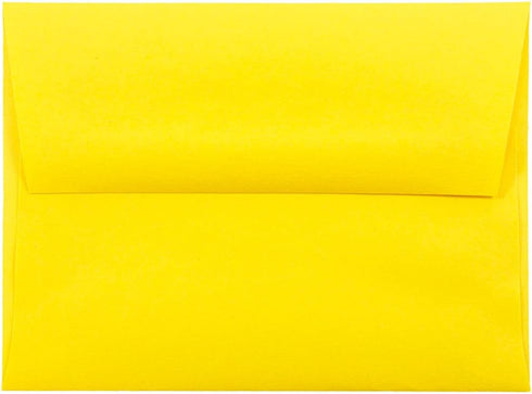 JAM PAPER A2 Colored Invitation Envelopes, 4 3/8 x 5 3/4, Yellow Recycled, 50/Pack