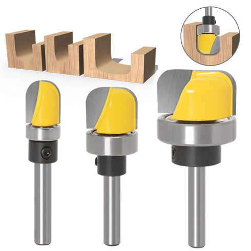 Yakamoz 3Pcs 1/4 Inch Shank Bowl and Tray Template Router Bit Set with Ball Bearing for Woodworking Tool