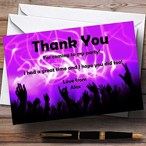 The Card Zoo Purple Black Disco Dancing Personalized Party Thank You Cards