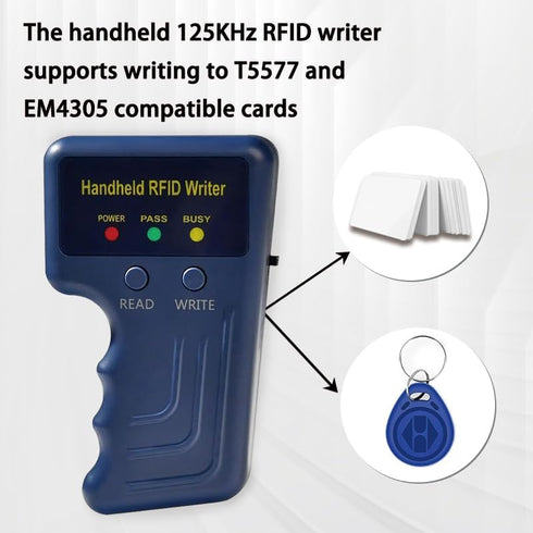 FIYYIA 125khz 5 T5577 5 Handheld RFID Reader Writer,AWID and HID Copier with Keyfobs & White Cards