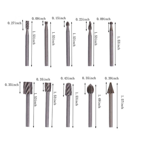 HSS Router Dremel Bits and Router Bit Set 1/8"(3mm) Shank for Power Rotary Tools Accessories for DIY Woodworking, Carving, Edge Treatment Grooving Wood, Drilling