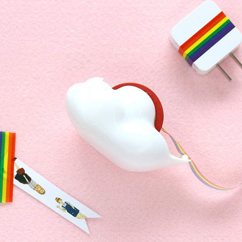 Cloud Tape Dispenser with Rainbow Masking Tape, Cute Non-Skid Base Holder for Gift Wrapping and Home Office