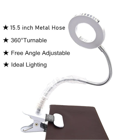 Clip on Lamp Pinkiou Desk Lamp with Clamp for Night Reading Nail Art Makeup Salon LED USB Book Light Clip Clamp Lamp 360 Flexible Gooseneck Bed Lamp 3 Color Models